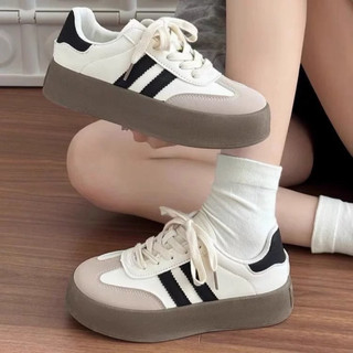 Giày Sneaker Nữ Thể Thao Đế Cao 5cm Màu Trắng Đen Thiết Kế Thời Trang Đế Bằng Phù Hợp Mọi Hoạt Động Mã F6-868