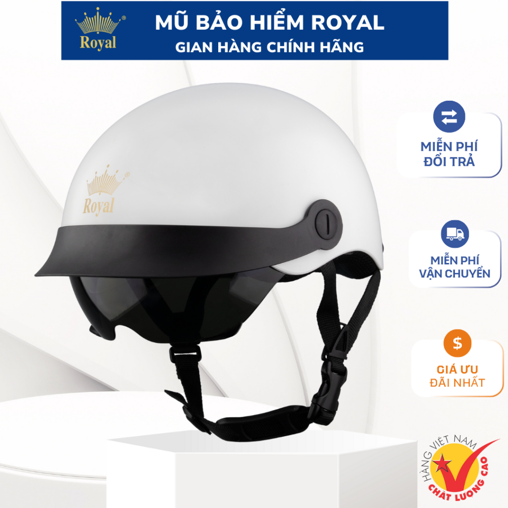Mũ Bảo Hiểm Royal Chính Hãng M579 Mũ Nửa Đầu Kính Âm Kết Hợp Lưỡi Trai Tiện Lợi