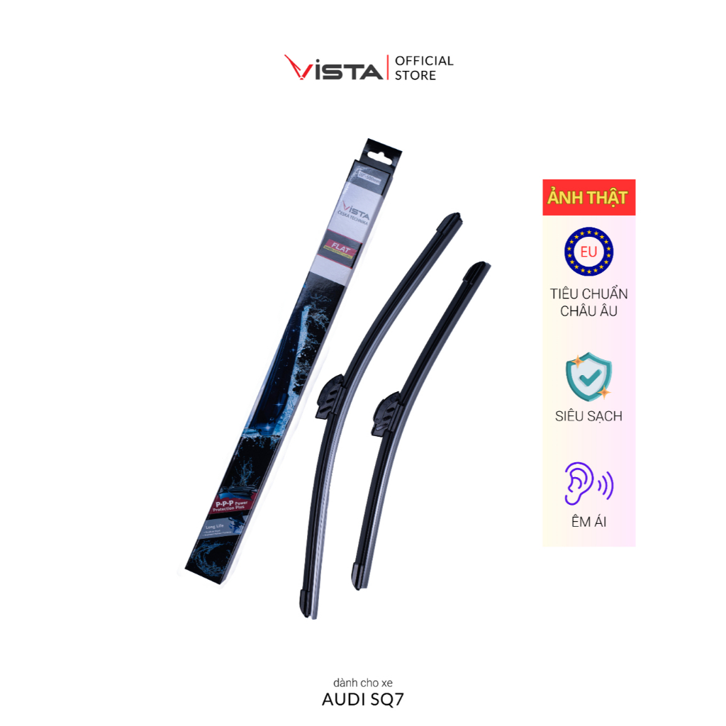 Gạt Mưa Vista Cao Cấp - Tiêu Chuẩn Cho Xe Ô Tô Audi SQ7 - Thân Mềm Lưỡi Silicon - Tiêu Chuẩn Châu Âu