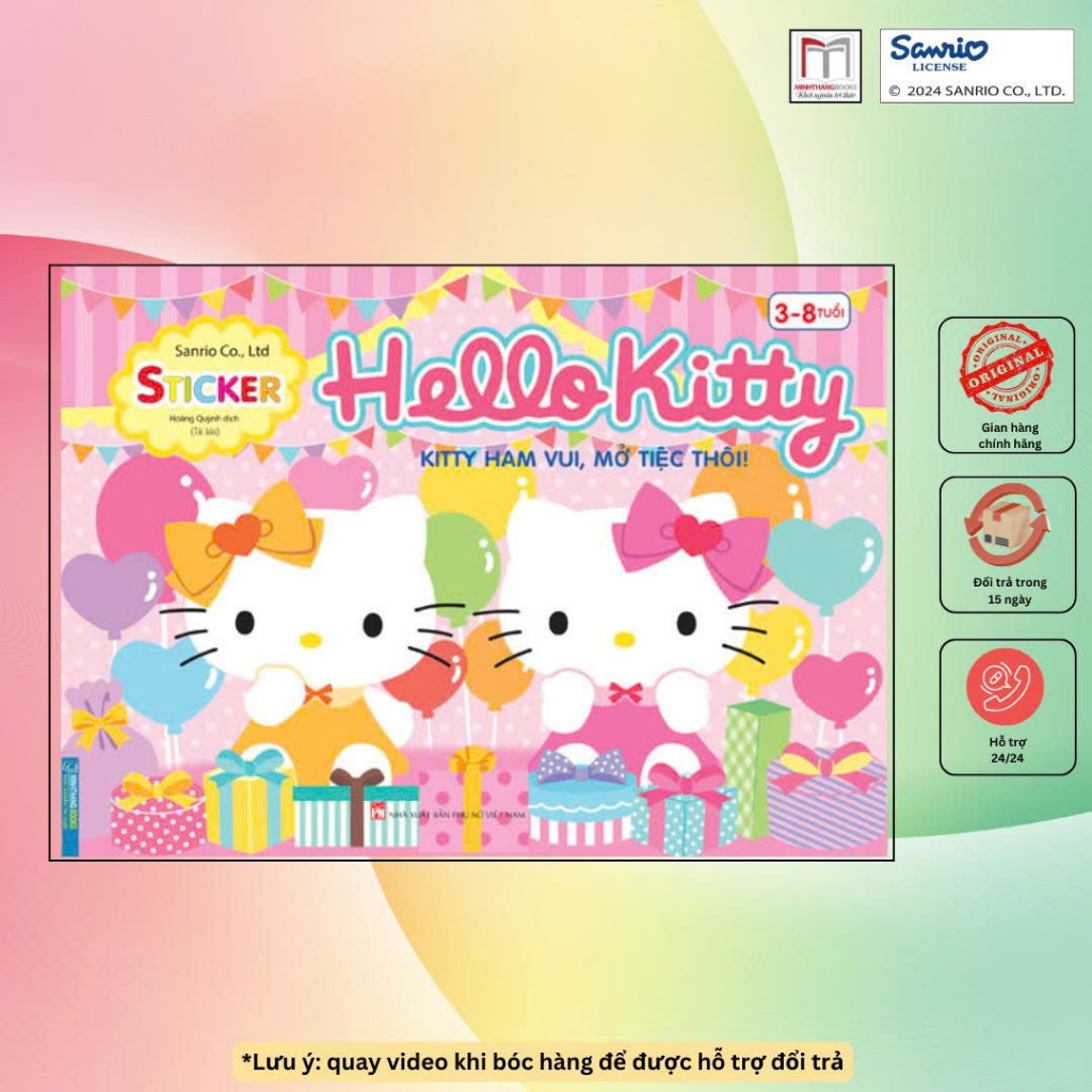 Sách dán hình Hello Kitty – Kitty ham vui, mở tiệc thôi!!