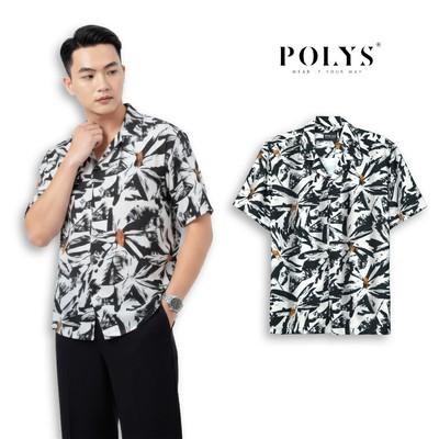 Áo Sơ Mi Họa Tiết Ngắn Tay Nam POLYS, Lụa Mango Không Nhăn, Mềm Mịn Giãn 4 Chiều THE FLO