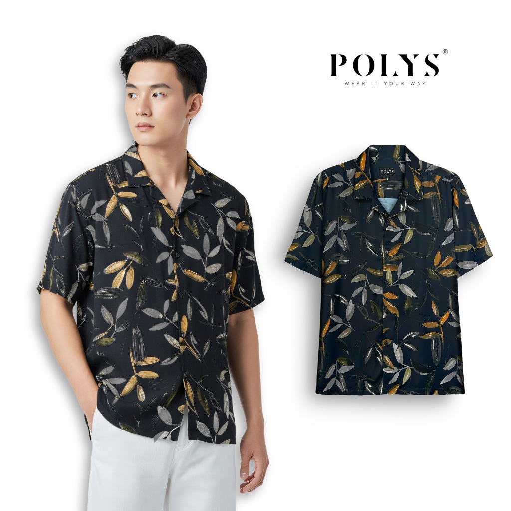 Áo Sơ Mi Họa Tiết Ngắn Tay Nam POLYS, Lụa Mango Không Nhăn Mềm Mịn Giãn 4 Chiều WILLOW Shirt