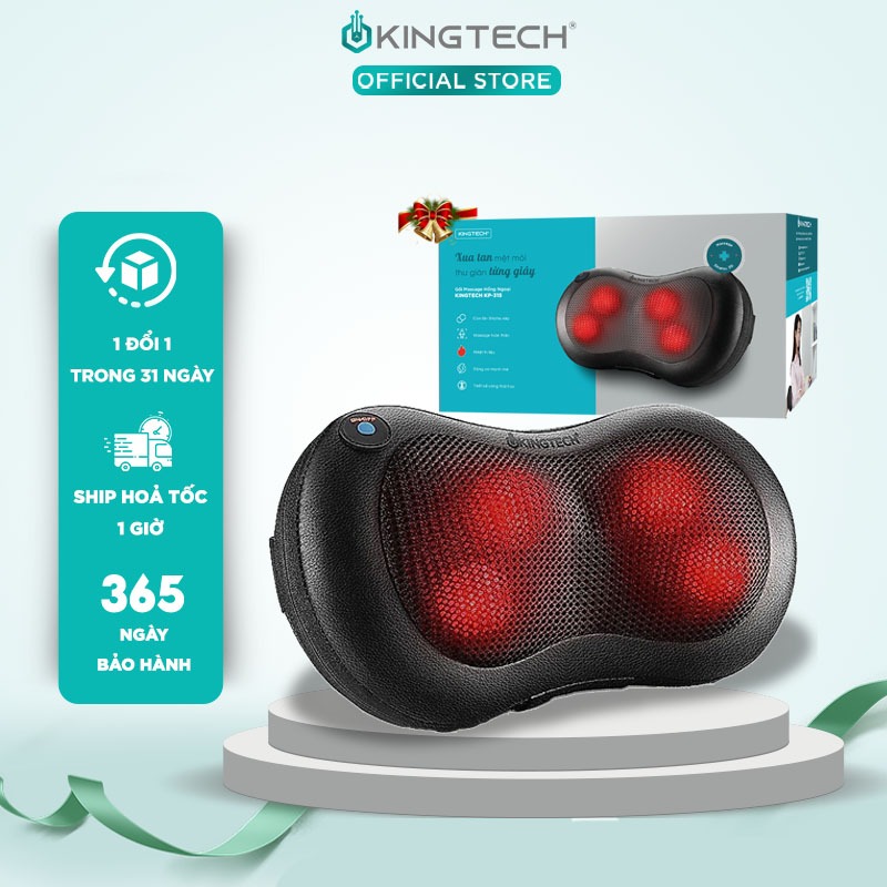 Gối Massage Nhiệt Hồng Ngoại KINGTECH KP-315 - 4 Bóng Xoay - Chuyên Sâu Cổ Vai Gáy, Thắt Lưng - Chín