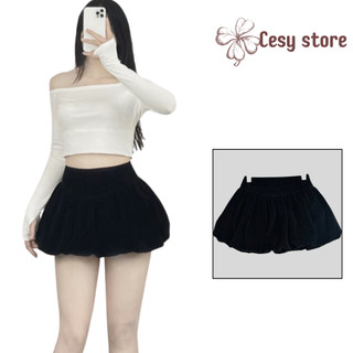  Chân váy nhung Cesy chân váy cạp cao dáng bí xoè bồng chất liệu tuyết nhung 368 