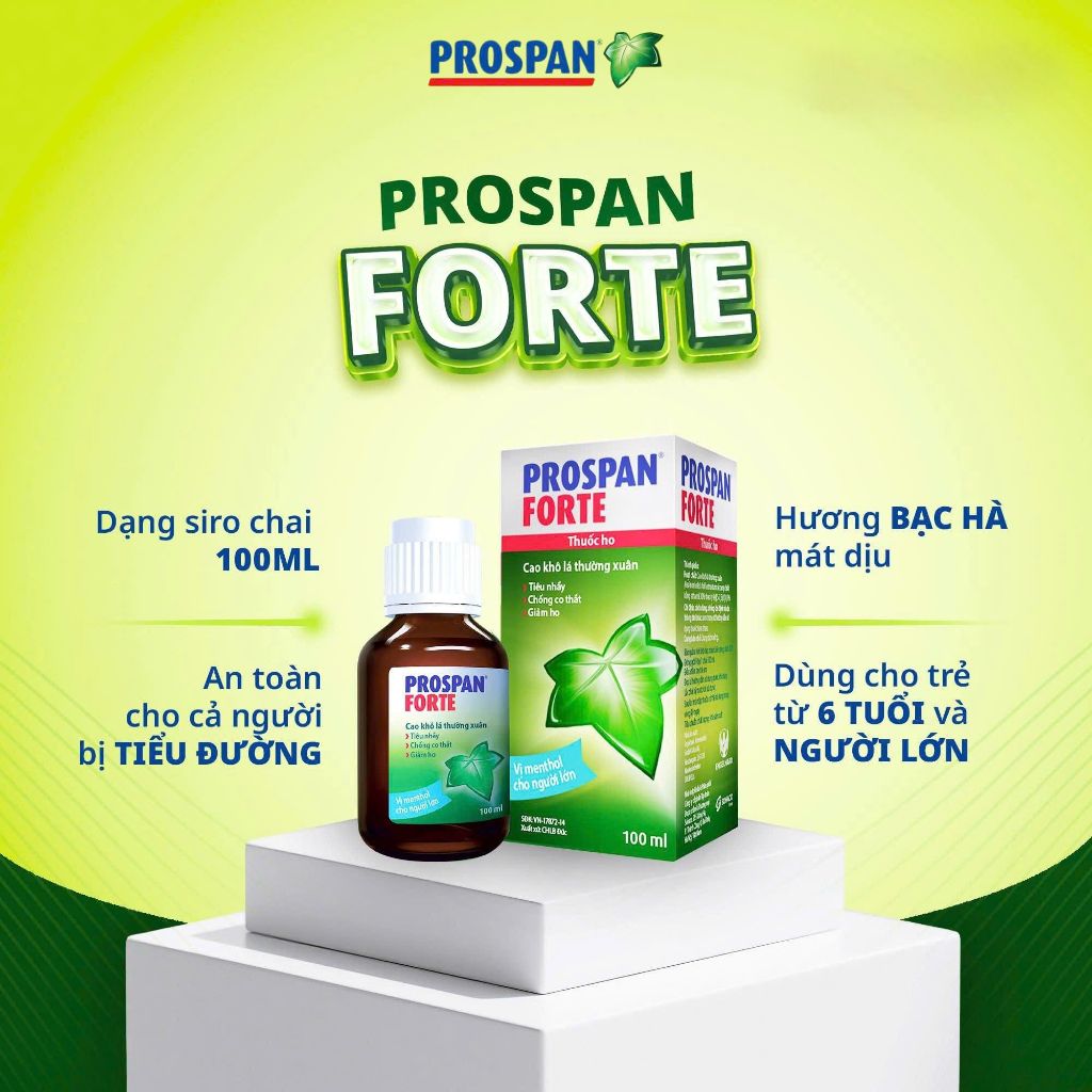 Siro ho Prospan Forte cho người lớn thành phần thảo dược giảm ho, tiêu đờm chai 100ml