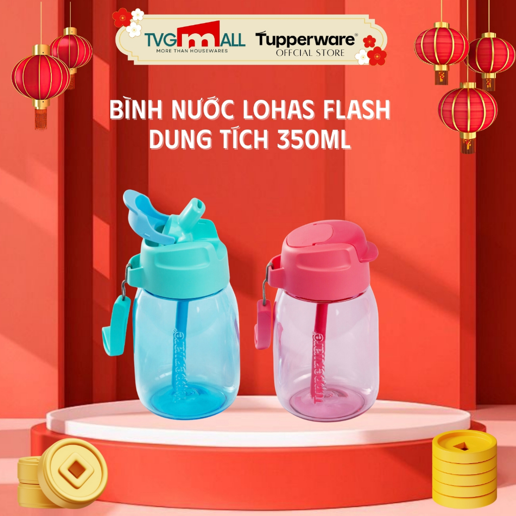 TUPPERWARE Bình nước Mini Lohas With Straw 350ml