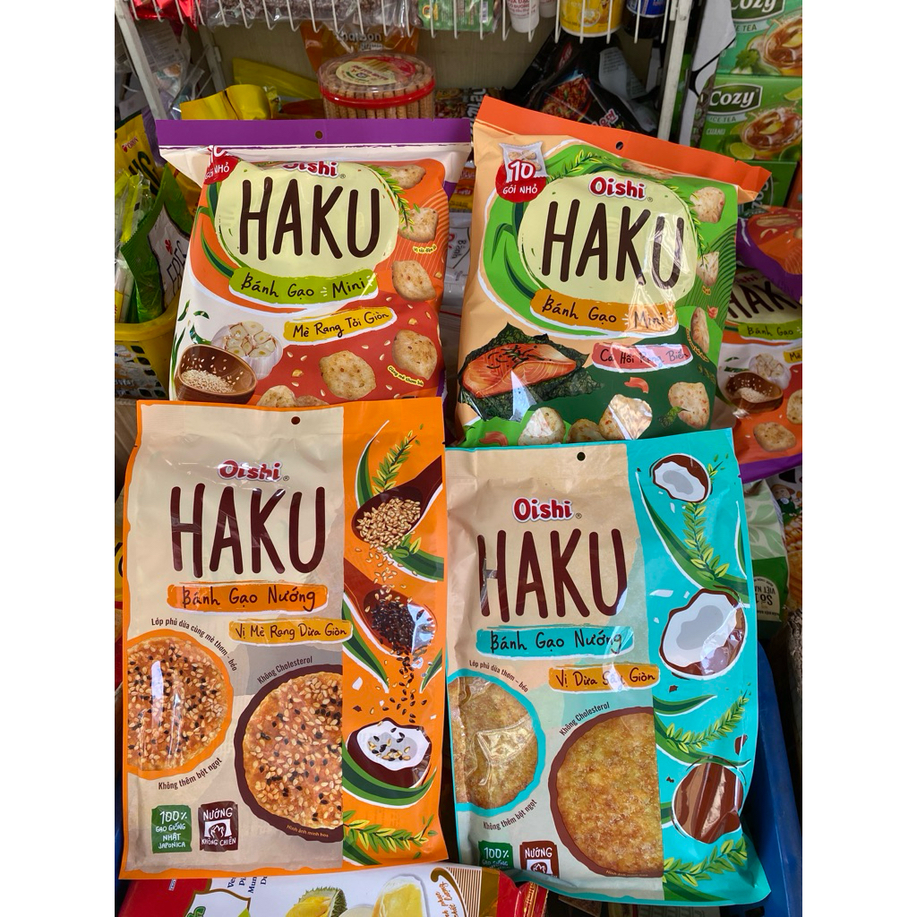 Combo 3 bịch bánh gạo oishi Haku mới