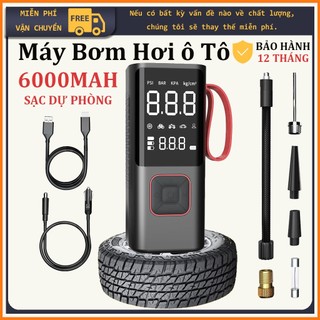  Máy Bơm Lốp Không Dây 6000mAh Vừa Là Sạc Dự Phòng Di Động Màn Hình Kép Số SIÊU SÁNG Đo Áp Suất Chính Xác 