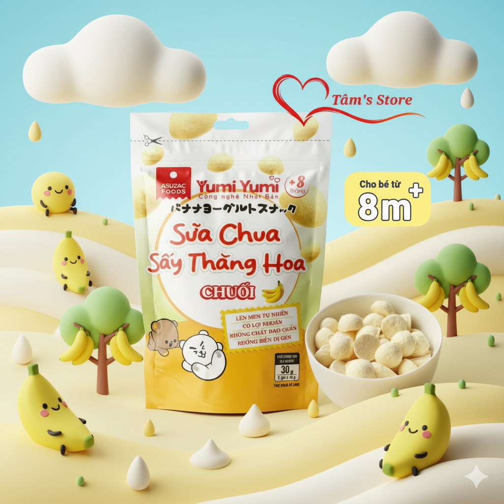 Sữa chua sấy thăng hoa Yumi Yumi Asuzac vị chuối - MTâm's Store