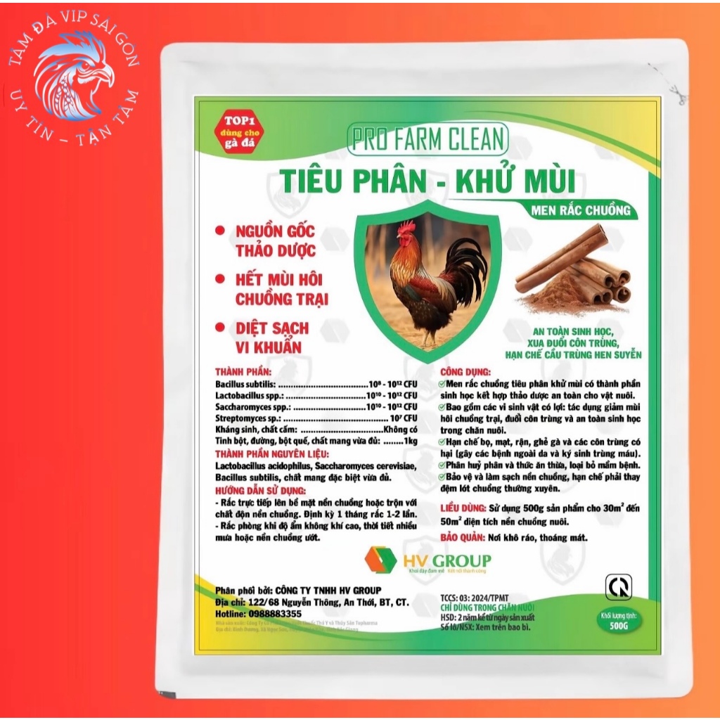 Men rắc chuồng (500g,1kg) tiêu phân, khử mùi, vệ sinh chuồng trại giảm mùi hôi, sạch khuẩn ngay bệnh