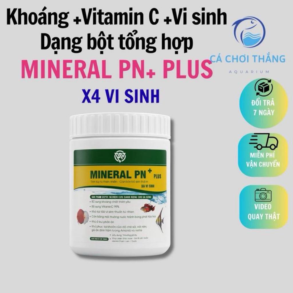 Khoáng bột tổng hợp MINERAL PN+ PLUS- Bổ sung khoáng, vitamin C và vi sinh đậm đặc, giúp cá khoẻ, mà
