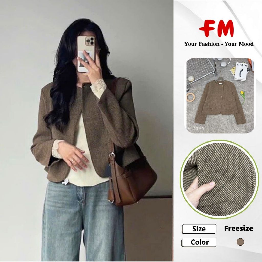 Áo Khoác Dạ Nữ Cúc Lệch FMSTYLE Ấm Áp Thời Trang Mùa Lạnh Phong Cách Hàn Quốc Sang Chảnh 25111888