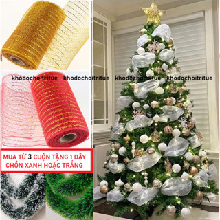  Cuộn Ruy Băng Voan Lưới 9 Mét  Khổ 26cm - Phụ Kiện Trang Trí Noel Quấn Cây Thông 