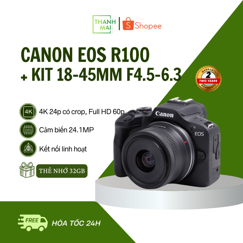 Máy ảnh Canon EOS R100 Kit RF-S 18-45mm F4.5-6.3 IS STM