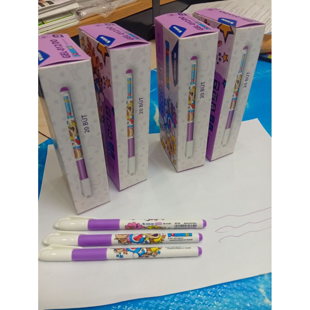Combo 10 chiếc Bút nước doraemon Gel012 tím (bút nước đô rê mon) chính hãng