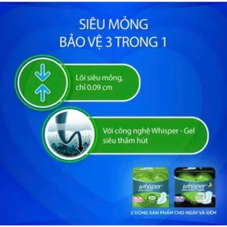Băng vệ sinh Whisper Siêu mỏng Ngày (24cm) 18 miếng