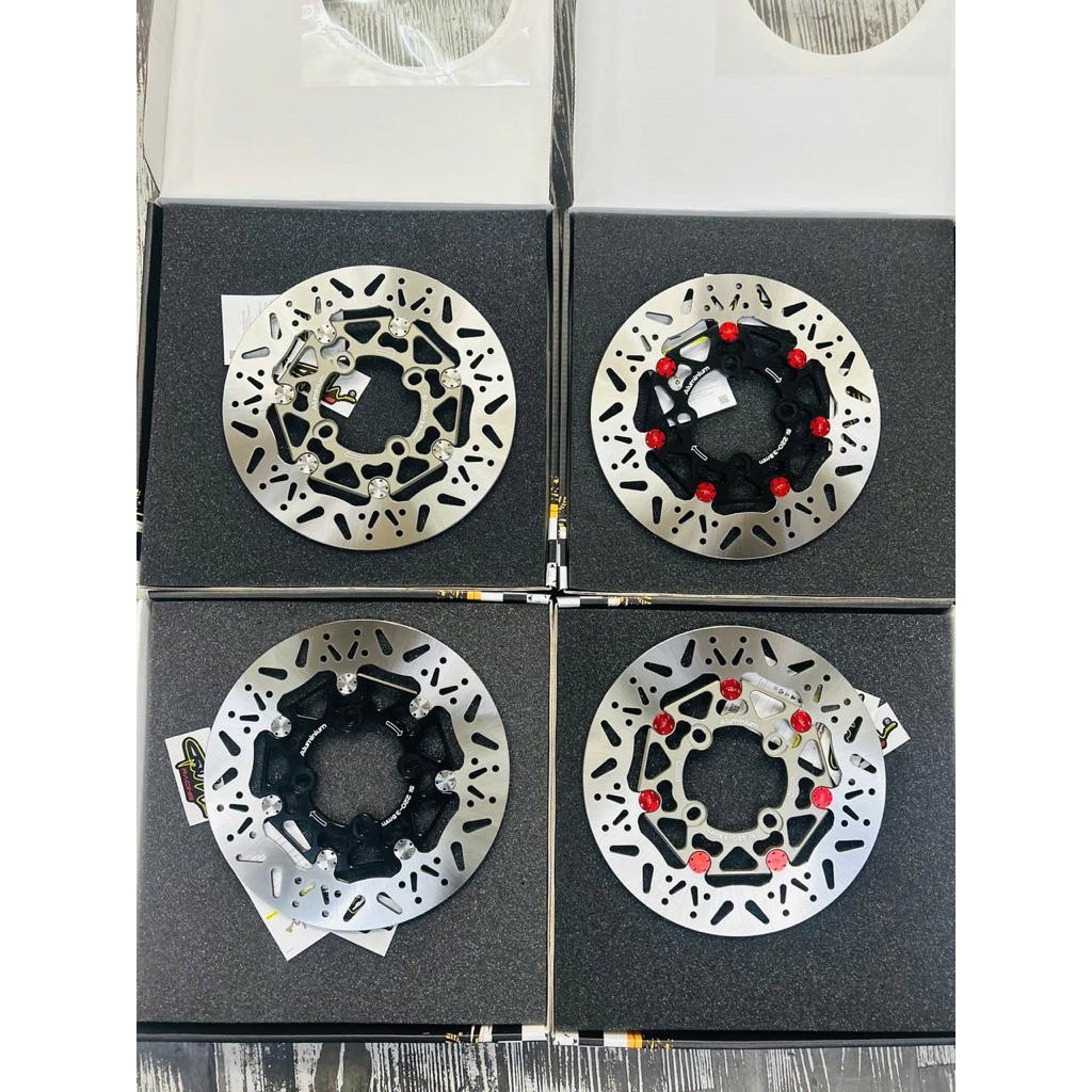 đĩa thắng Ghracing size 220mm - đĩa 220mm Ghracing 4 lỗ thông dụng - lòng đen xám vàng