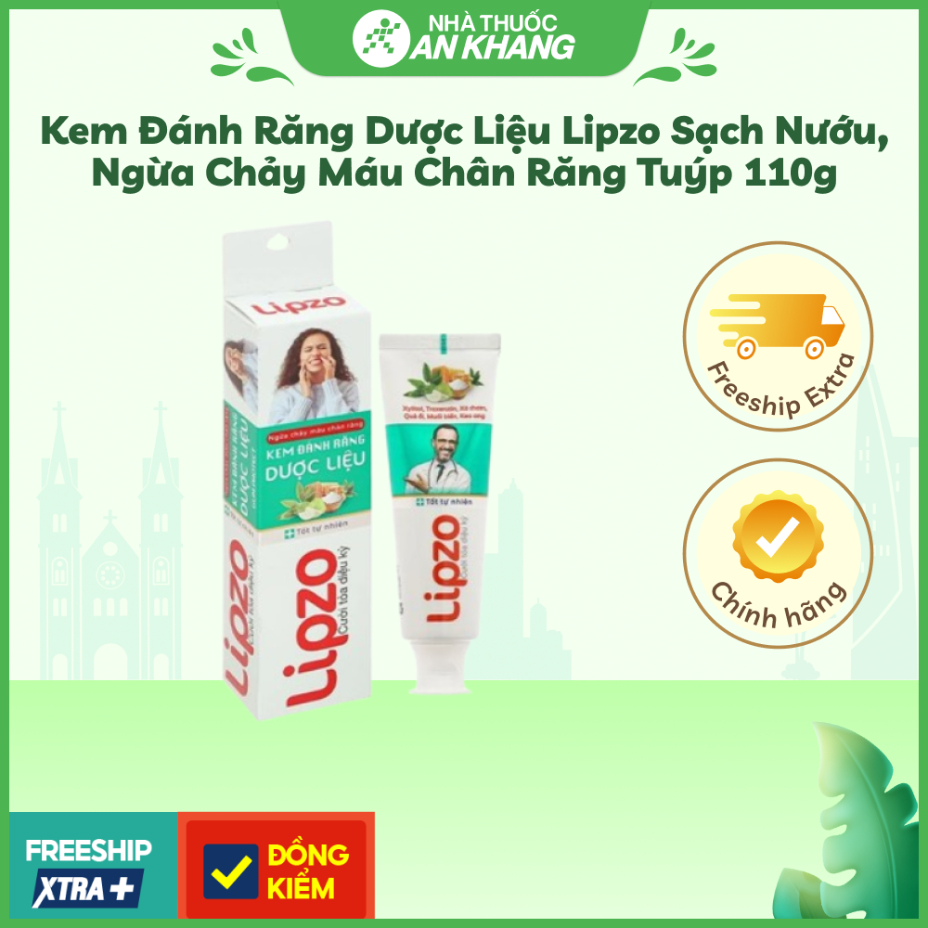 Kem đánh răng Dược Liệu Lipzo sạch nướu, ngừa chảy máu chân răng tuýp 110g
