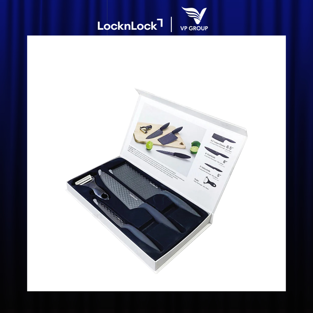 Bộ dao 4 món màu đen LocknLock, màu đen - CKK104S4