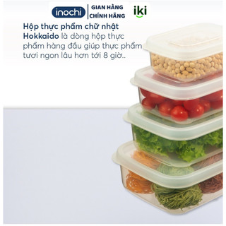  IKI_Combo 5 hộp chữ nhật cùng size Inochi đựng thực phẩm tươi sống để tủ lạnh   màu sắc bất kì  