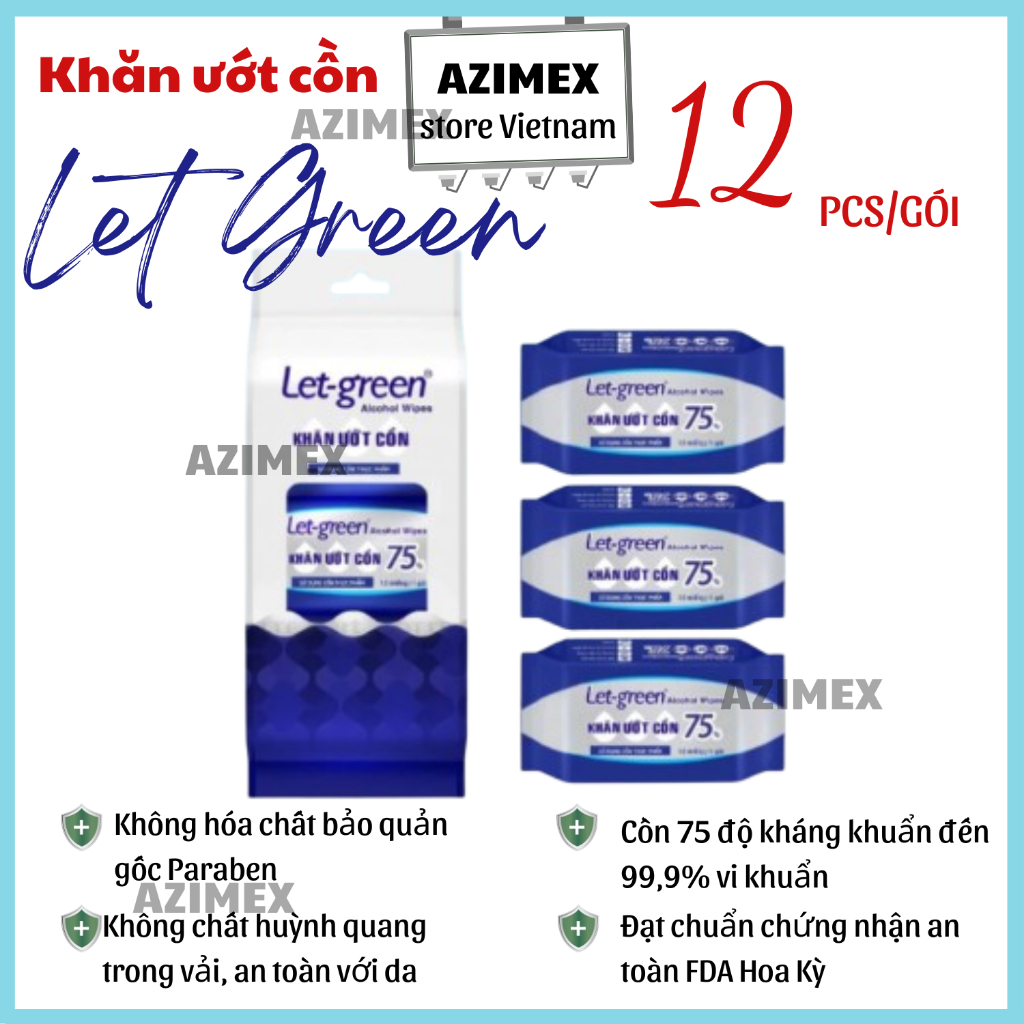 Khăn Ướt Cồn Let-Green (Alcohol Wipes) - 75% Cồn Kháng Khuẩn 99.9%, Đạt Chuẩn FDA, Không Paraben - 1