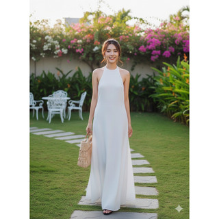 [HỎA TỐC HCM] Đầm maxi cổ yếm hở lưng (4 màu)