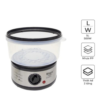 Nồi Hấp Magic A-64 (5L) - 2 Tầng Đa Năng, Công Suất 500W, Hẹn Giờ Tự Động - Bảo Hành 12 Tháng