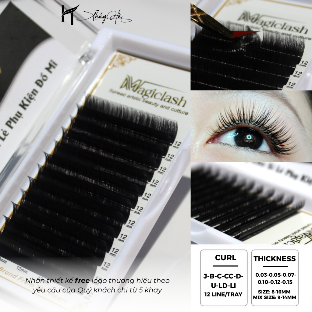 Mi Lông Chồn dày 0.03-0.05-0.07-0.10-0.12-0.15 cong Li-J-B C-CC-D-U-LD Lông Mi Nhân Tạo Thúy Hà