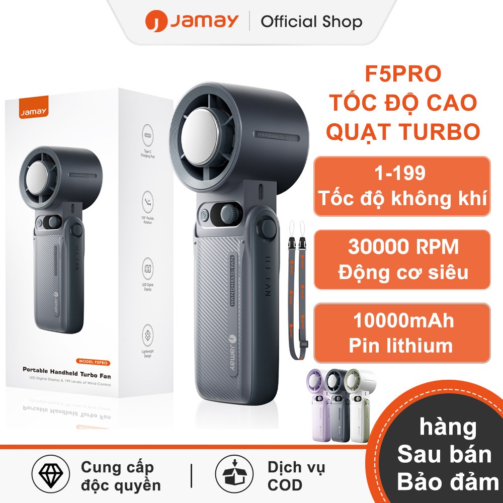 Quạt sạc mini Jamay F5Pro 10000mAh 30H - Quạt làm mát có thể gập lại - 30000RPM - 199 cài đặt tốc độ