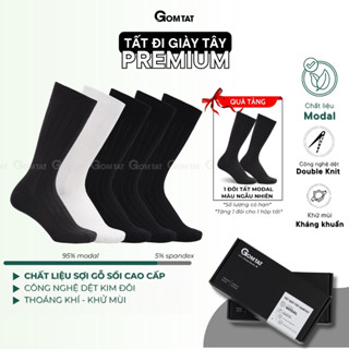   DEAL QUÀ TẶNG Hộp 5 đôi tất nam đi giày tây GOMTAT chất liệu sợi Modal gỗ sồi cao cấp kháng khuẩn - MODAL-STA-5012-CB5 