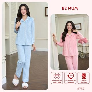   BỘ THU ĐÔNG  chất nhung tuyết dày dặn ấm áp thoải mái xinh xắn cho mẹ bầu - B759 B2MUM 