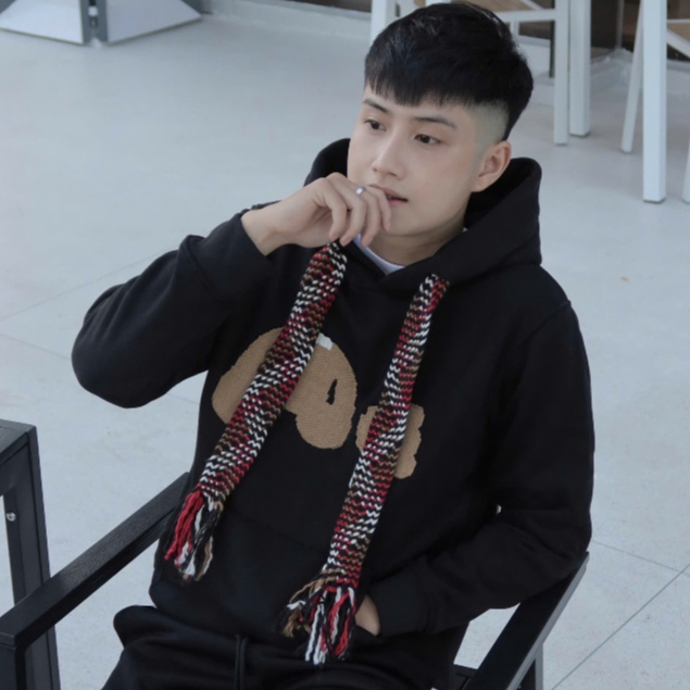 Áo Nỉ Hoodie Nam Nữ Palm Thêu Hình Gấu Nâu Phối Dây Mũ Len Đan, Áo Nỉ Quảng Châu