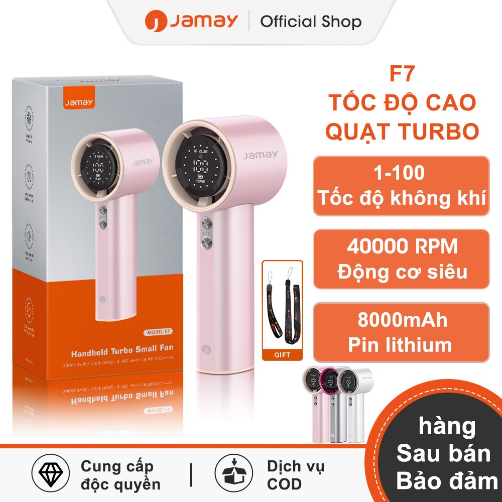 Jamay F7 Quạt tích điện mini 6000mAh 15Giờ - Màn hình LED - Quạt turbo - Mùa hè mát mẻ