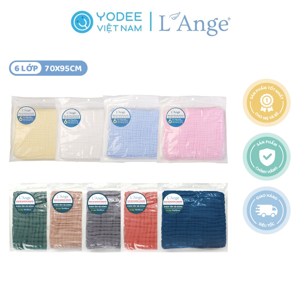 L’Ange Khăn tắm/Khăn quấn/Chăn đắp vải bông 6 lớp 70x95cm