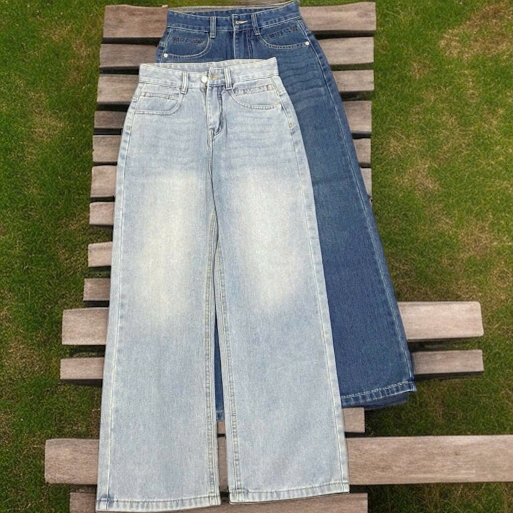 Quần Jean Suông Dài 95cm Ống Rộng Dành cho nấm lùn