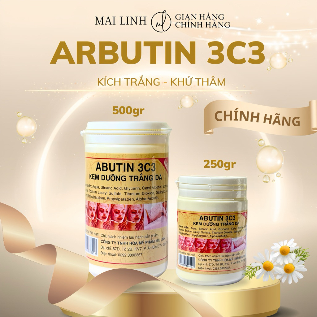 (Chính Hãng) Kem Abutin 3C3 Vàng Dưỡng Trắng Da Toàn Thân-Kích Trắng-Khử Thâm-Mỹ Phẩm Mai Linh