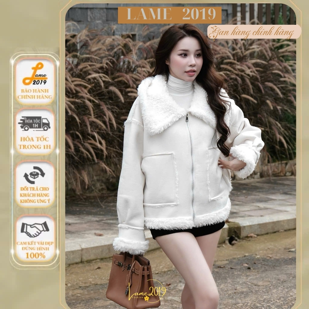 Áo khoác dạ nữ phối lông cổ, tay bo chun dày dặn sang chảnh tiểu thư Yame19