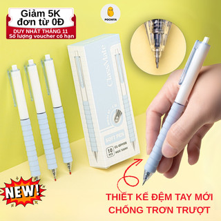  Hộp 10 Bút Gel Bấm CLASSMATE Ngòi 0.5mm ST 2 Bi Viết Bi Mực Xanh Đen Có Ruột Thay Thế Nhanh Khô 