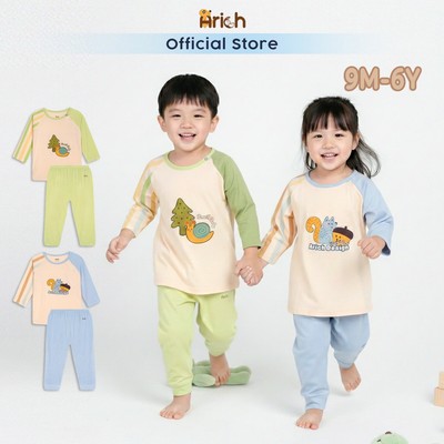Bộ áo lửng quần dài Arich Pinenut, bộ dài tay cho bé vải sợi tre petit, size 9 tháng đến 6 tuổi