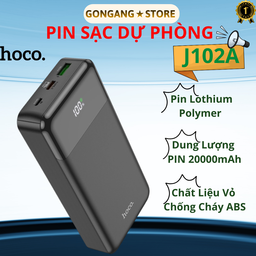 Sạc Hoco J102/J102A Dung Lượng 10000mAh/ 20000mAh, Sạc Nhanh 20W,Cổng Type-C Sạc Nhanh 2 Chiều