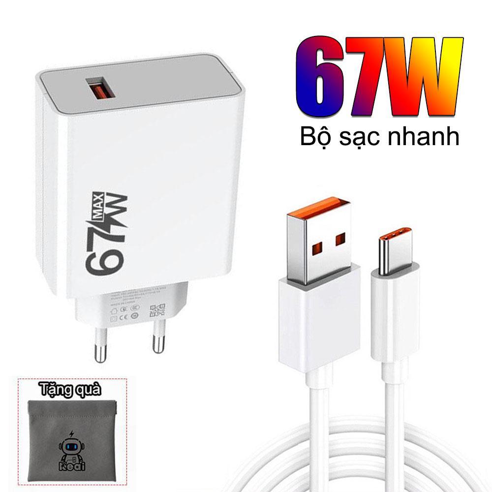 67w Charger Turbo Charge Gan Củ sạc chân tròn Adapter 6A Usb Type C Cable For Poco x5 F5 Pro