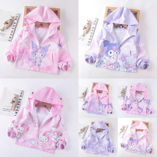  Áo khoác gió cho bé gái 2-9 tuổi áo gió bé gái 2 lớp nhẹ thoáng họa tiết Kuromi Melody Pony đáng yêu P1 