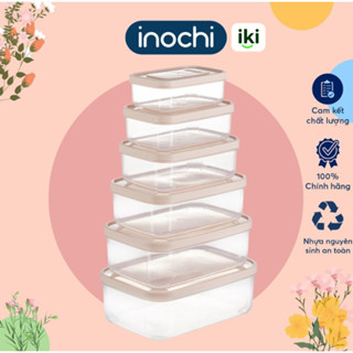  Ikishop_Bộ 6 hộp nhựa đựng thực phẩm chữ nhật Inochi  500-750-1000-1500-2000-2500ml  chính hãng 
