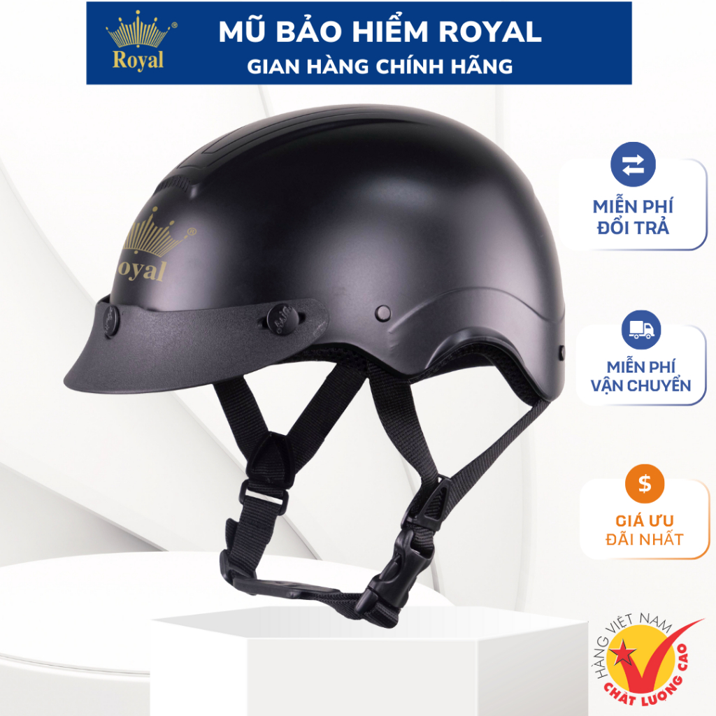 Mũ Bảo Hiểm Nửa Đầu Royal Chính Hãng M103 Gọn Nhẹ Hợp Nam Nữ Bảo Hành 12 Tháng