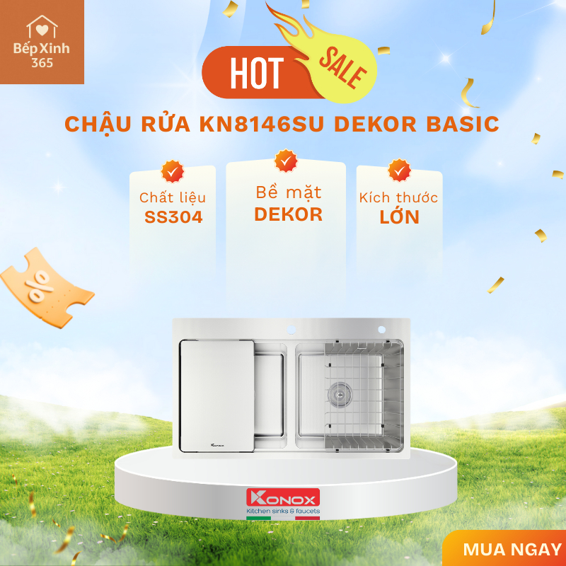 Chậu rửa Konox Workstation - Undermount Sink KN8146SU Dekor Basic chất liệu SS304