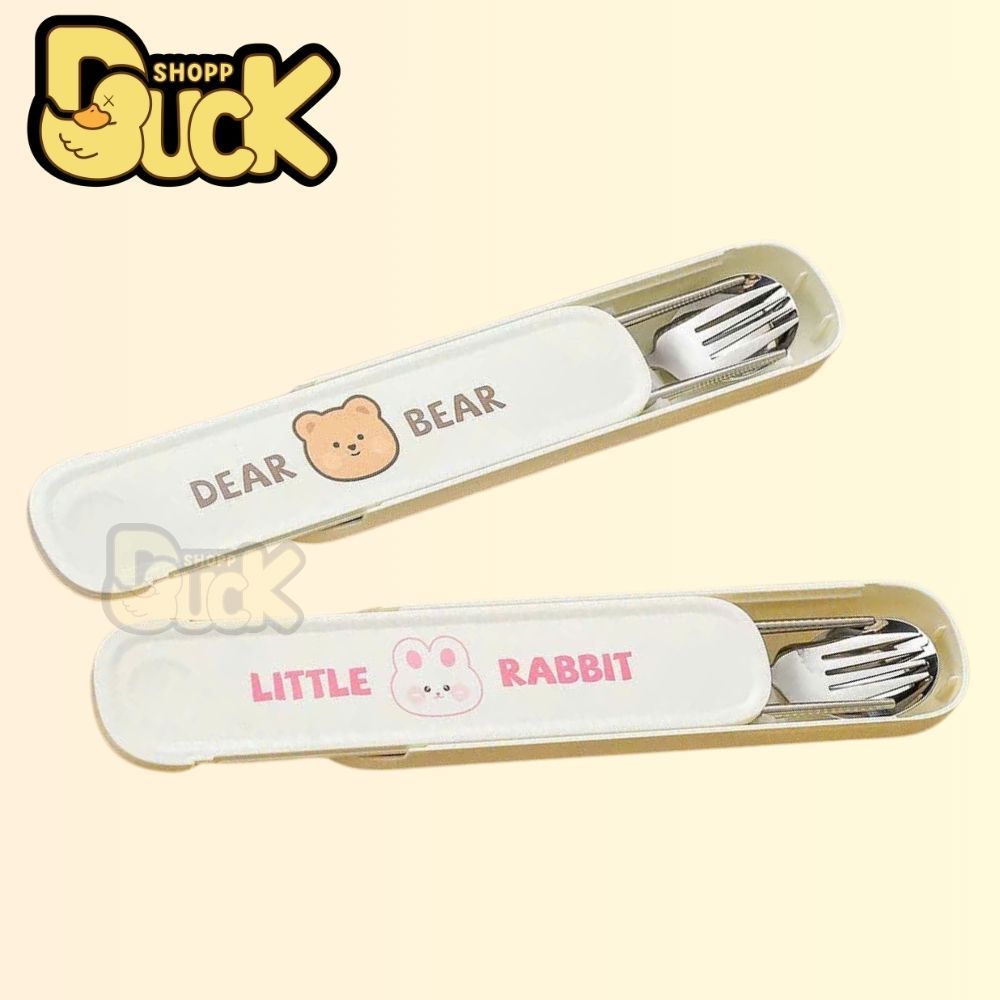 Bộ thìa đũa INOX 304 kèm hộp đựng Nhựa PP DEAR BEAR | BigBuy360 - bigbuy360.vn