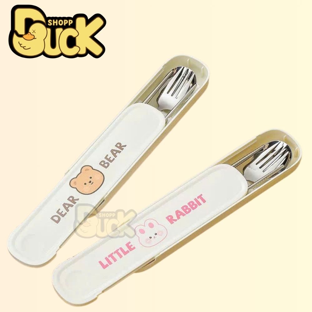 Bộ thìa đũa INOX 304 kèm hộp đựng Nhựa PP DEAR BEAR | BigBuy360 - bigbuy360.vn