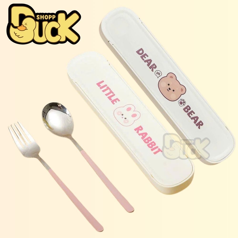 Bộ thìa đũa INOX 304 kèm hộp đựng Nhựa PP DEAR BEAR | BigBuy360 - bigbuy360.vn