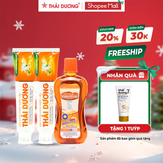   LIVE Kem đánh răng Thái Dương  Nước súc miệng Valentine tặng 1 tuýp Dầu gội Thái Dương 7 Plus Gold 50g _Sao Thái Dương 