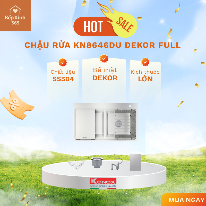 Chậu rửa bát Konox Workstation - Undermount Sink KN8646DU Dekor Full Tiện Lợi Sử Dụng